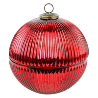 GIANT RED GLASS BAUBLE BOWL WITH LID