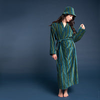 LONG VELVET BATHROBE DRESSING GOWN | MARGATE DARK BAYOU ATLANTIC