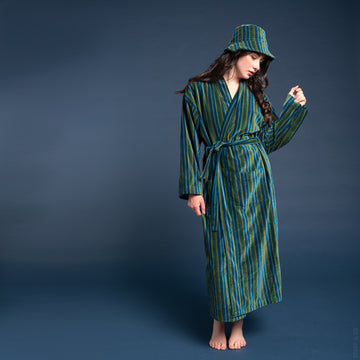 LONG VELVET BATHROBE DRESSING GOWN | MARGATE DARK BAYOU ATLANTIC