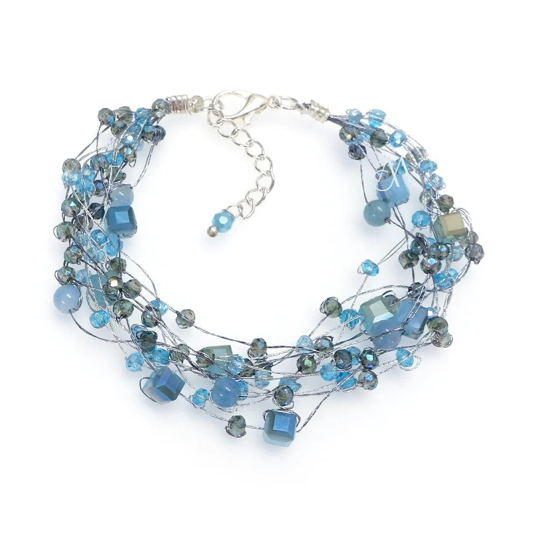 SILK & STONES BRACELET | BLUE JADE & CRYSTALS