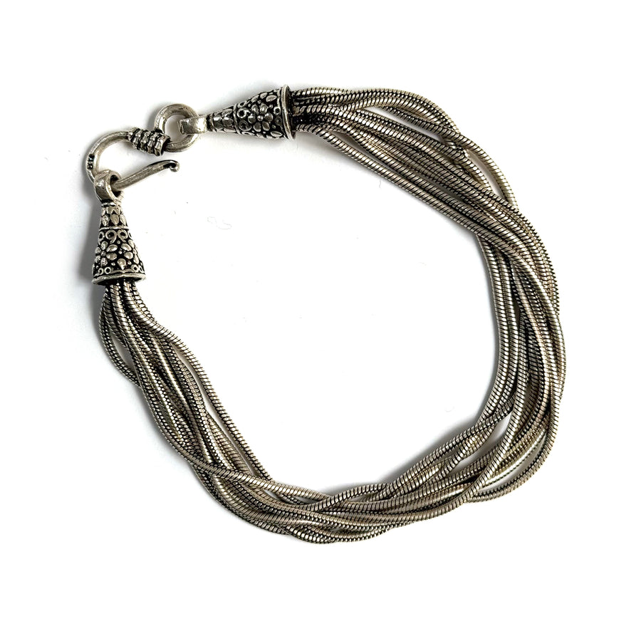 INDIAN SILVER NINE STRAND BRACELET