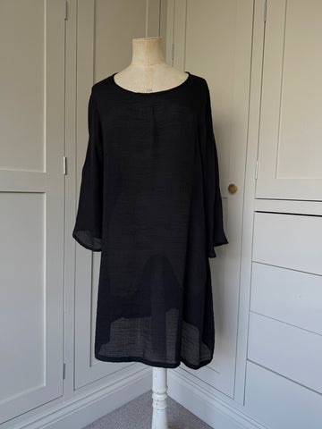 BAMBOO & COTTON TUNIC DRESS | BLACK