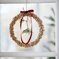 HANDMADE WREATH WITH WOODEN BEADS | NATURAL WOOD