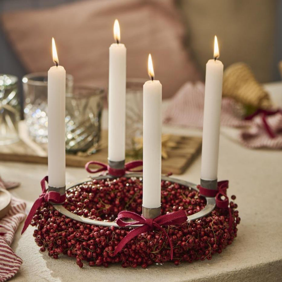 LARGE HANDMADE WREATH WITH WOODEN BEADS | RED