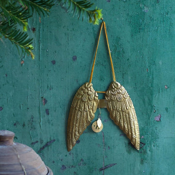 LARGE BRASS ANGEL WINGS DECORATION