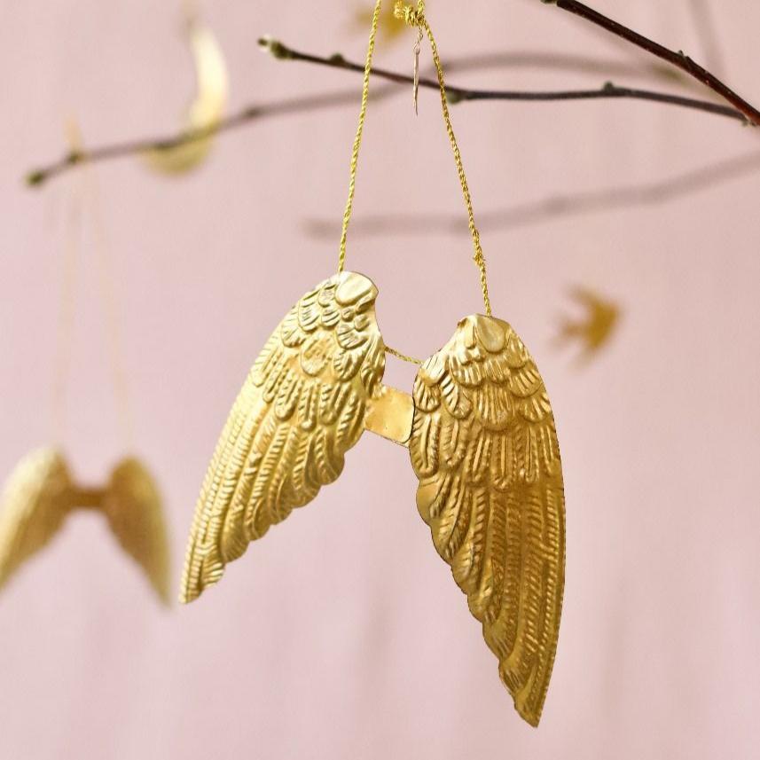 LARGE BRASS ANGEL WINGS DECORATION