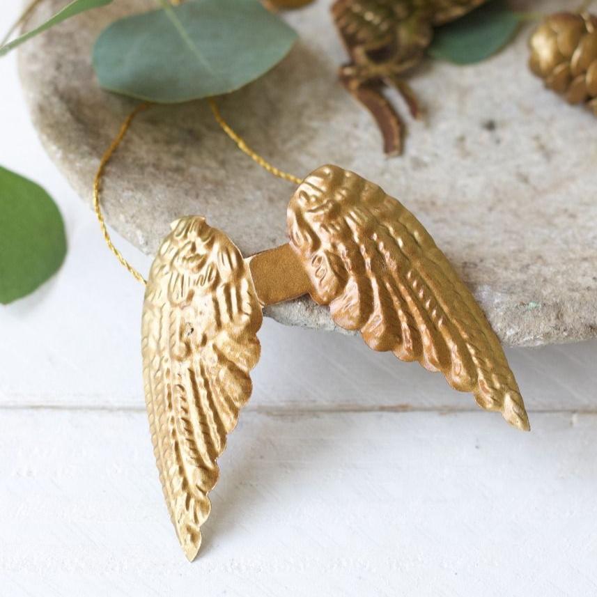 SMALL BRASS ANGEL WINGS DECORATION