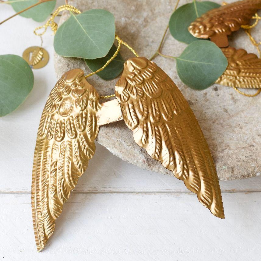 LARGE BRASS ANGEL WINGS DECORATION