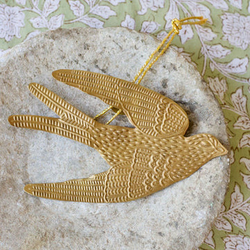 SMALL EMBOSSED ANTIQUE BRASS DOVE