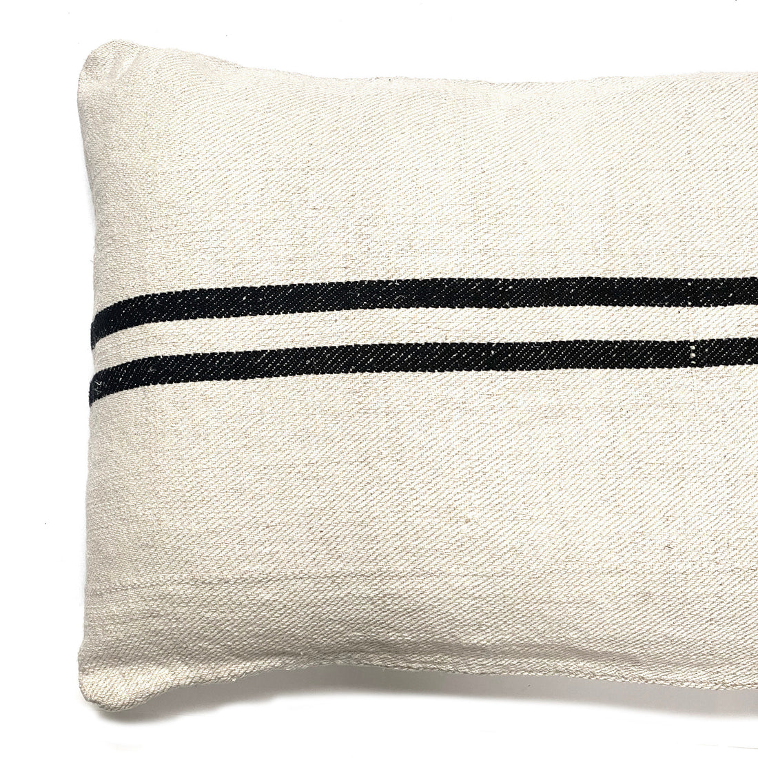 LONG GRAINSACK CUSHION | BLACK DOUBLE STRIPE