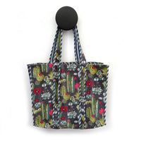 QUILTED VELVET SHOPPER TOTE | BLUE CACTUS