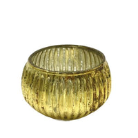 GLASS TEA LIGHT HOLDER IN VINTAGE GOLD