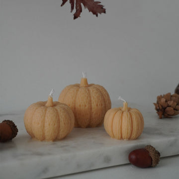 SET 3 TEXTURED PUMPKIN TRIO CANDLE | AMBER