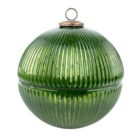 GIANT GREEN GLASS BAUBLE BOWL WITH LID