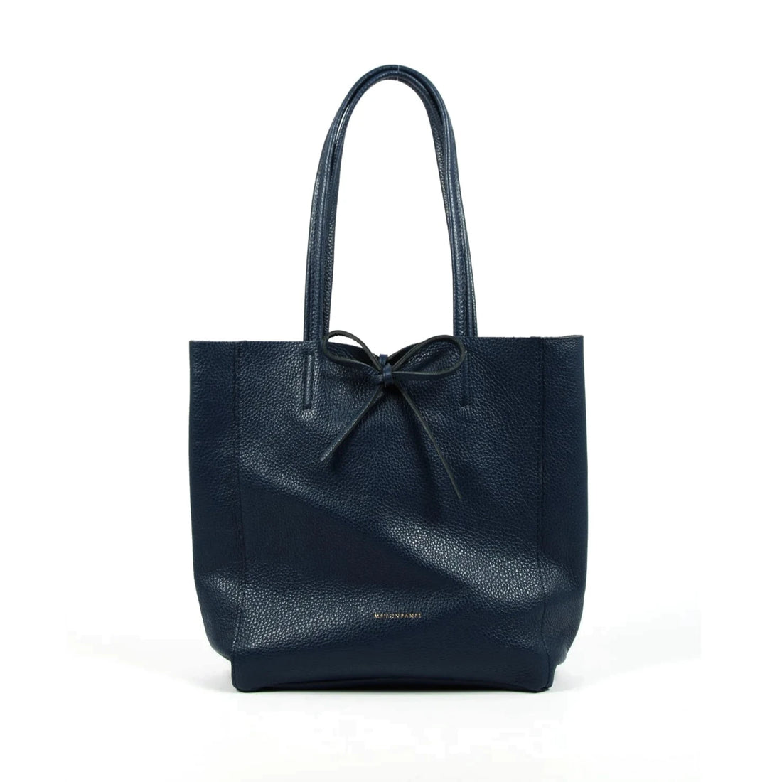 SMALL LEATHER TOTE BAG | NAVY