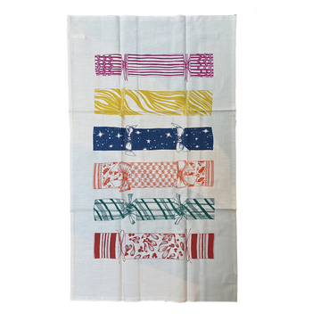 HAND SCREENPRINTED TEATOWEL | CHRISTMAS CRACKERS