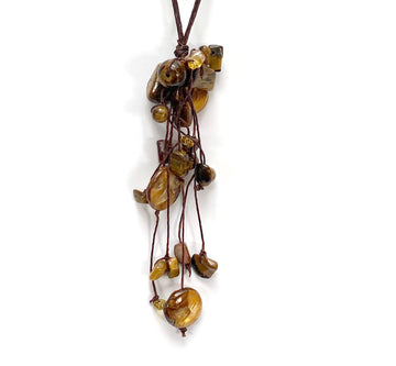 TIGER'S EYE AND LEATHER NECKLACE