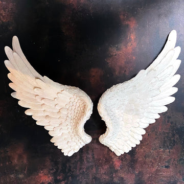 PAIR OF VINTAGE WHITE PLASTER ANGEL WINGS