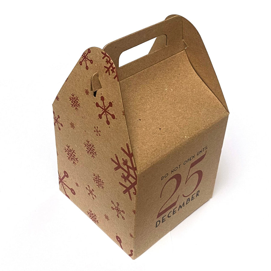 SQUARE KRAFT GIFT BOX WITH HANDLE | DO NOT OPEN UNTIL 25 DECEMBER