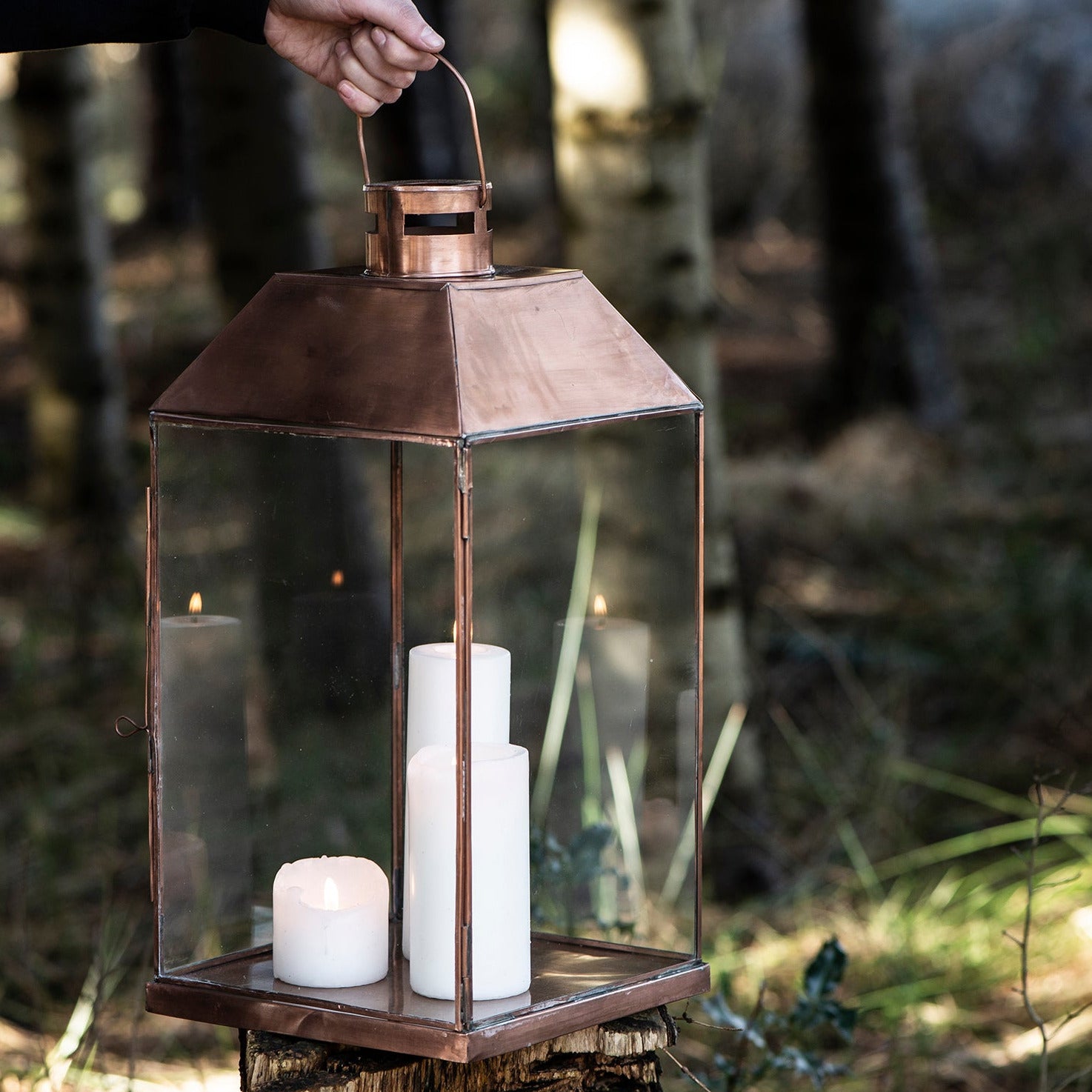 Copper outdoor deals candle lanterns