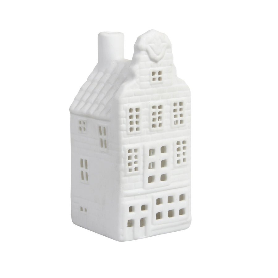 WHITE AMSTERDAM CANAL HOUSE TEALIGHT HOLDER | TULIP GABLE