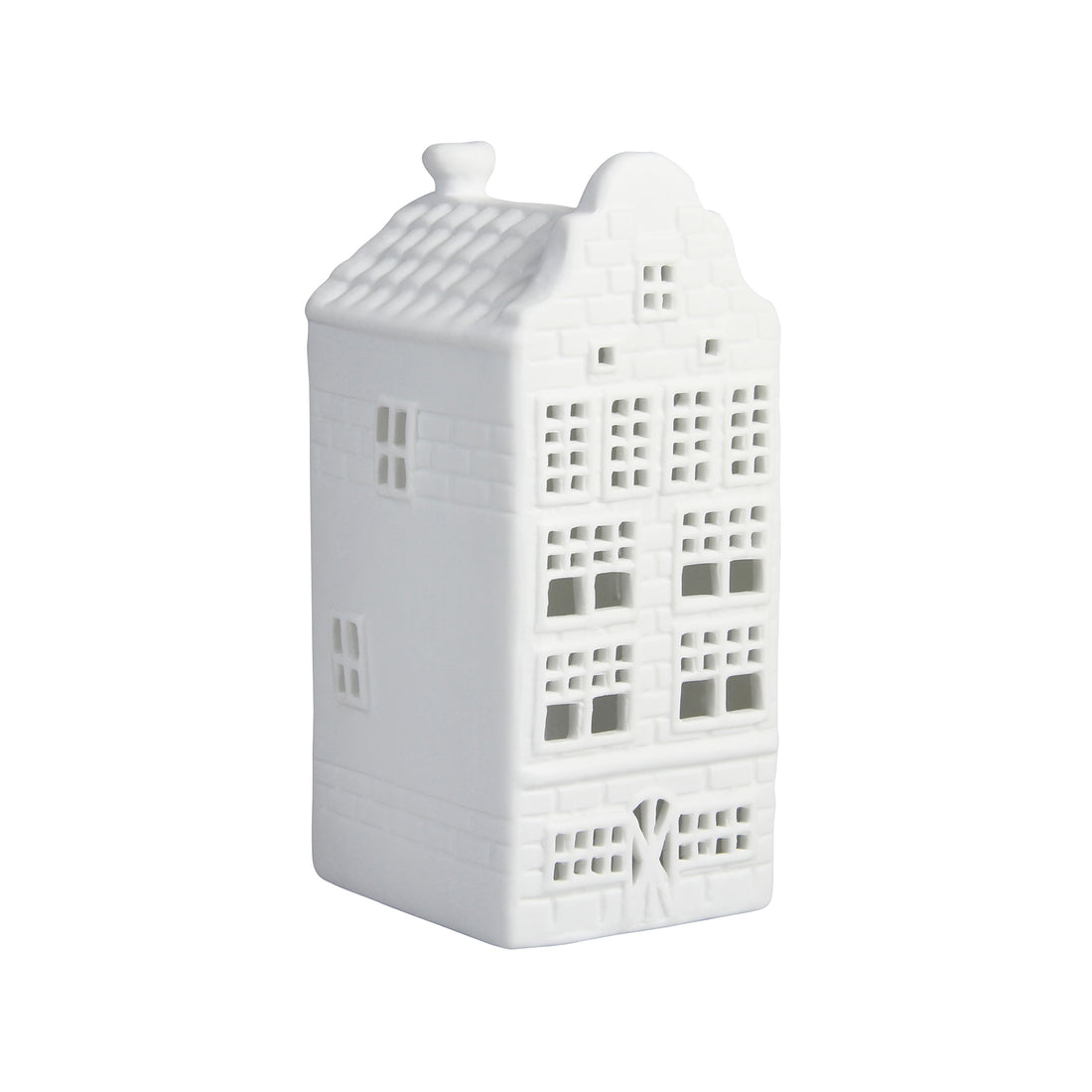 WHITE AMSTERDAM CANAL HOUSE TEALIGHT HOLDER | WAREHOUSE GABLE