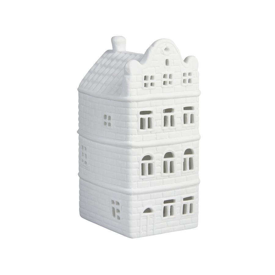 WHITE AMSTERDAM CANAL HOUSE TEALIGHT HOLDER | SCRAG GABLE