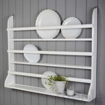 WHITE PLATE RACK FOR WALL