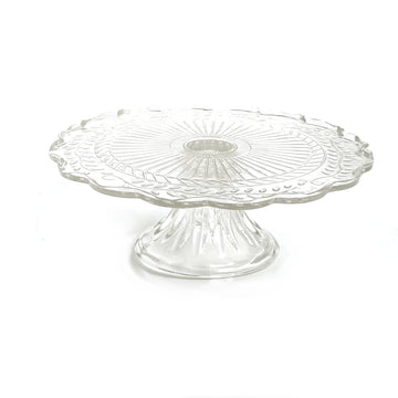 PRESSED GLASS GLASS CAKESTAND | SCALLOPED EDGE