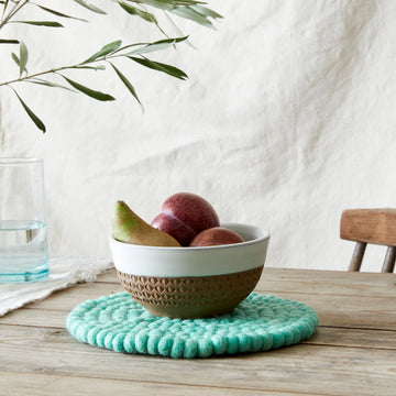 HANDMADE ECO FELT BALL TABLE MAT TRIVET | SPRING GREEN