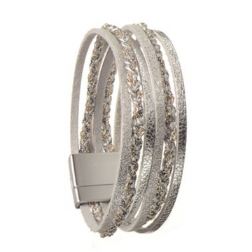 SHREDDED LEATHER BRACELET | SILVER