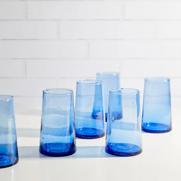 ARTISAN CONE GLASS | HANDMADE IN MOROCCO | LARGE BLUE