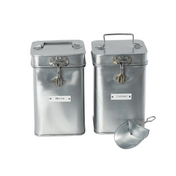 METAL LAUNDRY TINS | PAIR