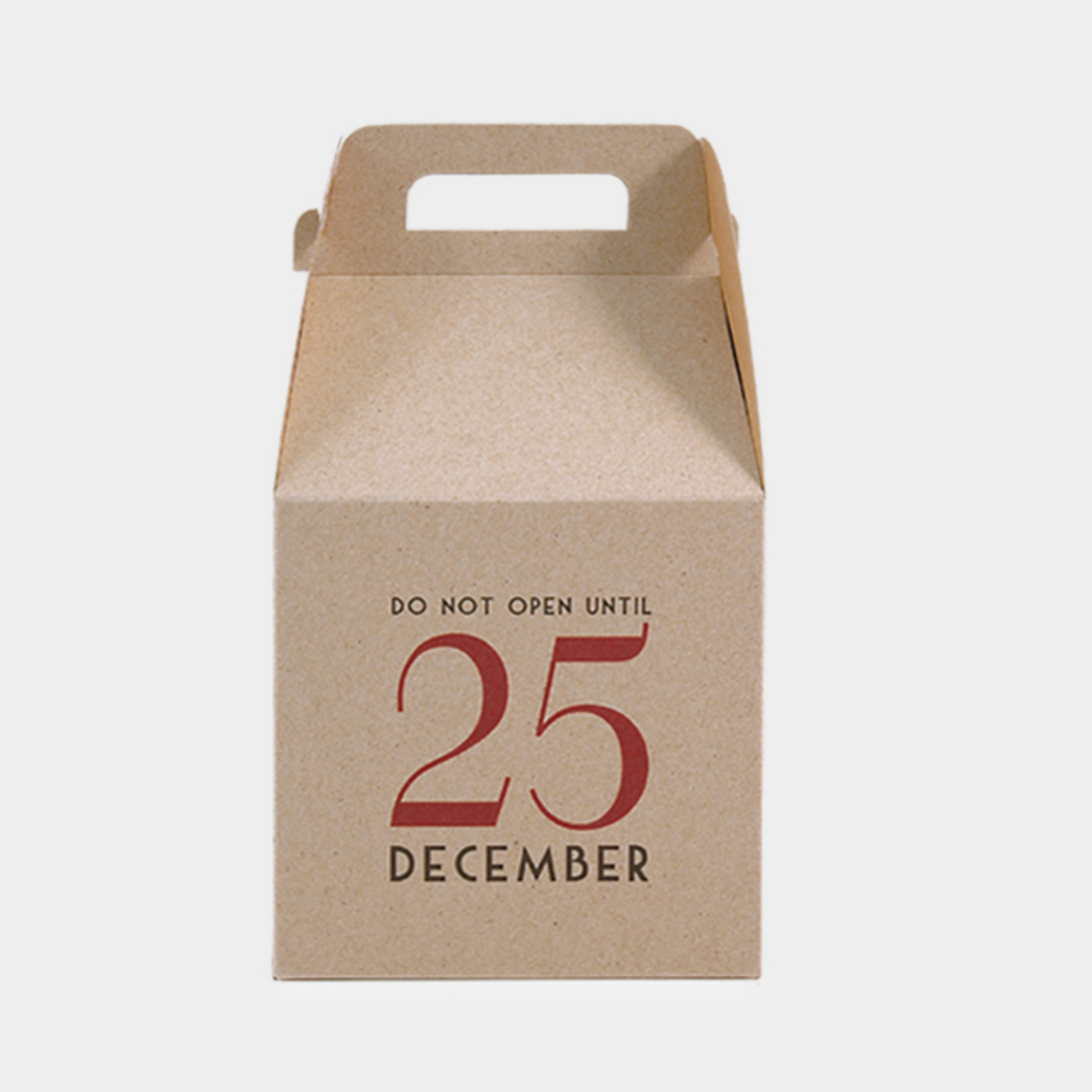 SQUARE KRAFT GIFT BOX WITH HANDLE | DO NOT OPEN UNTIL 25 DECEMBER