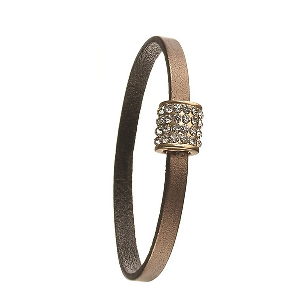 Leather Bracelet Pearl - Gold