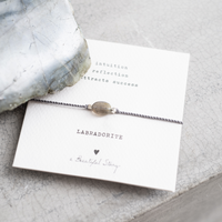 GEMSTONE CARD BRACELET | LABRADORITE SILVER