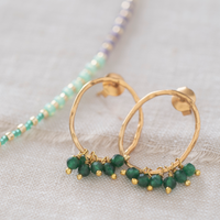 SERENITY AVENTURINE GOLD EARRINGS