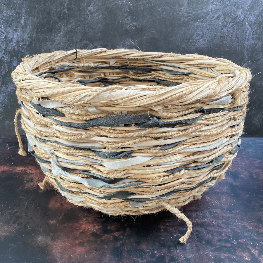 BAMBOO & LEATHER BASKET